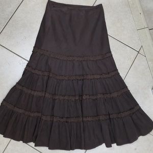 Anthropologie Fei Corduroy Skirt Tiered Silk Trim